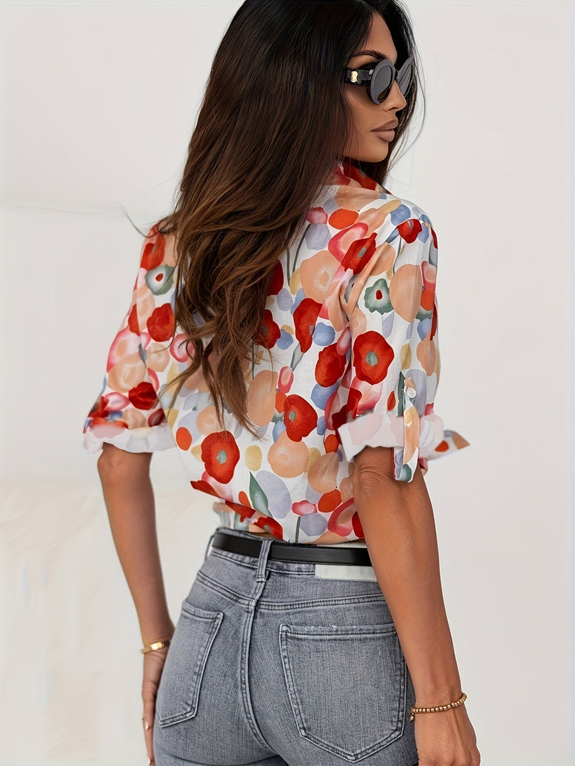 Women's Blouse with Print and Long Sleeves