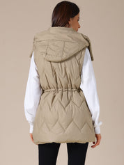 Quilted Long Bodywarmer with Hood for Women