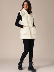 Quilted Long Bodywarmer with Hood for Women