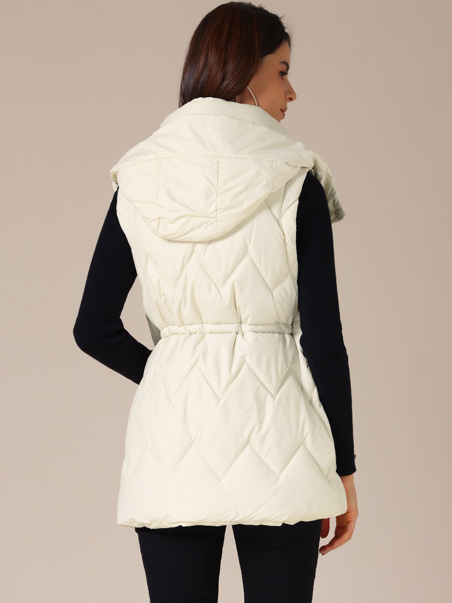 Quilted Long Bodywarmer with Hood for Women