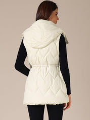 Quilted Long Bodywarmer with Hood for Women