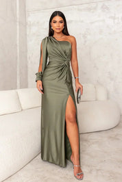 Women's Elegant Gala Maxi Dress with One Shoulder and Split