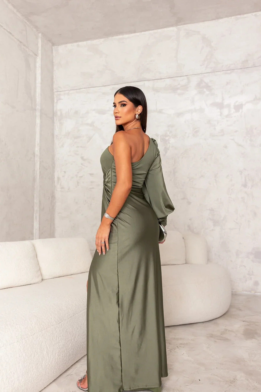 Women's Elegant Gala Maxi Dress with One Shoulder and Split