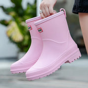 Trendy Waterproof Mid-Calf Rain Boots With Non-Slip Sole For Women