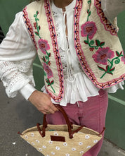 Mirthe - Wildflower Gilet with Embroidered Flowers