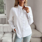 Jamie - Blouse with ruffles and standing collar