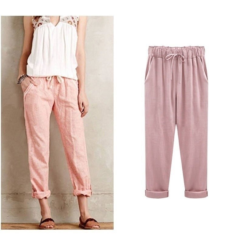Lightweight Pants with Elastic Waist and Tapered Legs