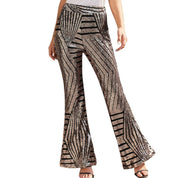Festive Flared Pants with Geometric Sequin Print