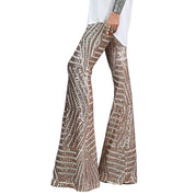 Festive Flared Pants with Geometric Sequin Print