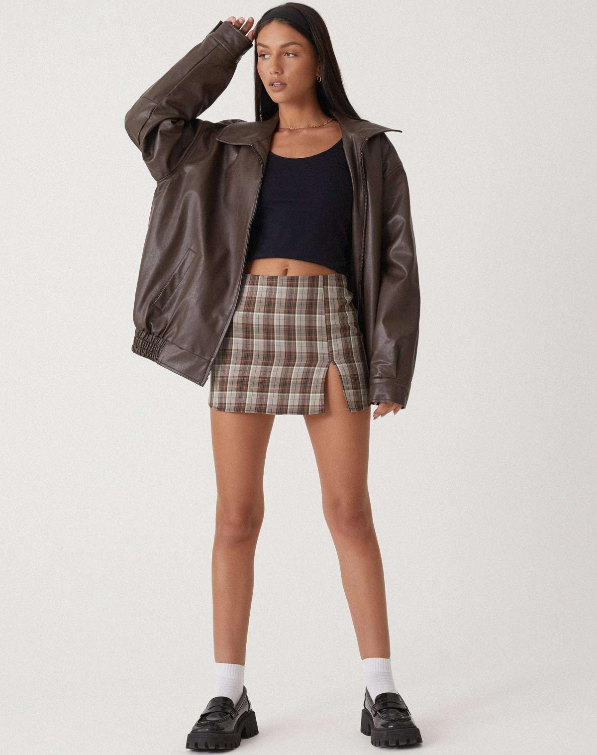 Oversized Women's Leather Jacket with Zipper