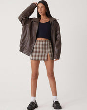 Oversized Women's Leather Jacket with Zipper