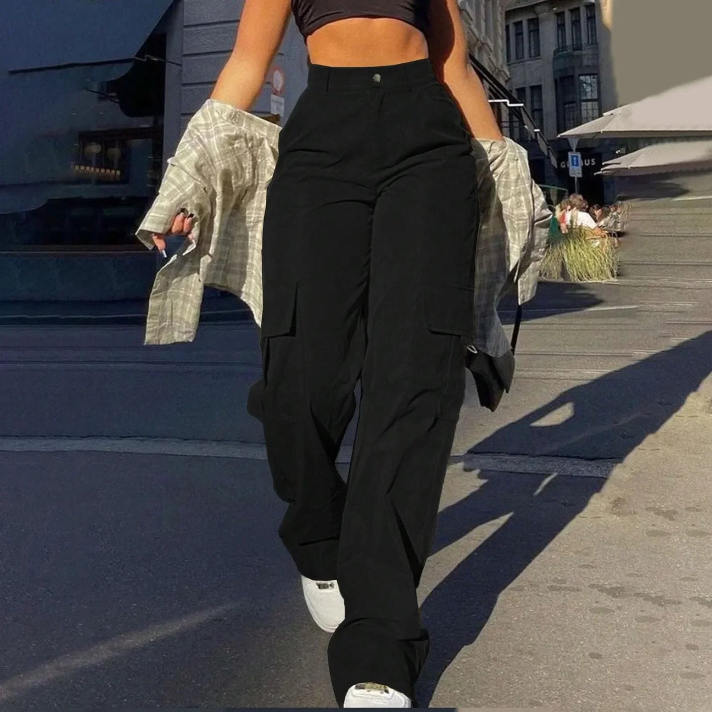 Women's High Waist Cargo Pants with Pockets