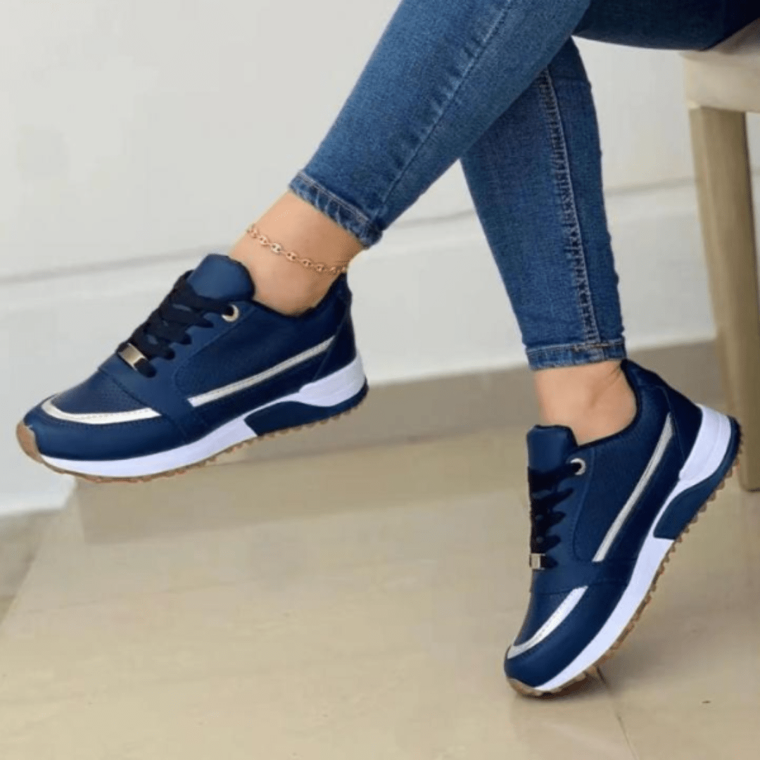 Comfortable Women's Sneakers with Laces and Thick Sole