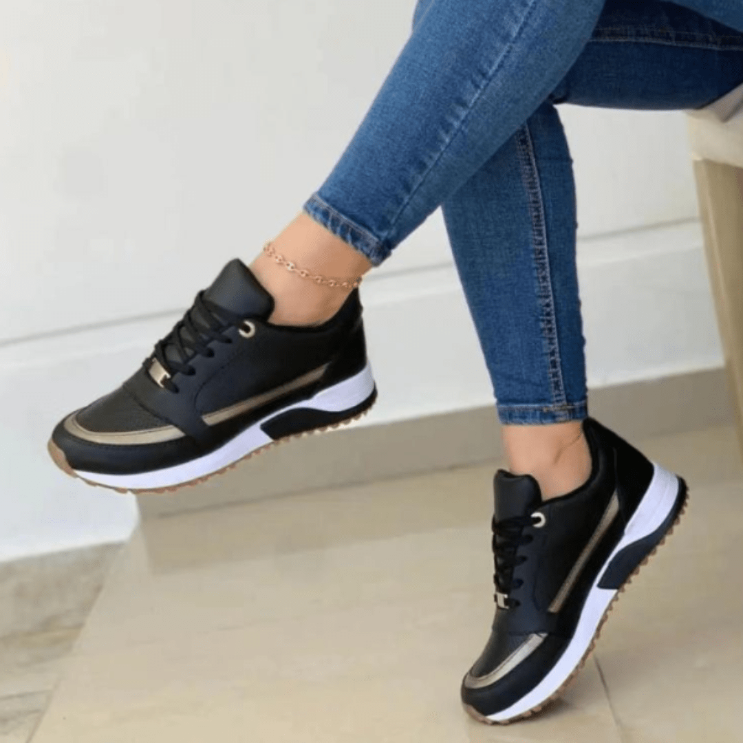 Comfortable Women's Sneakers with Laces and Thick Sole