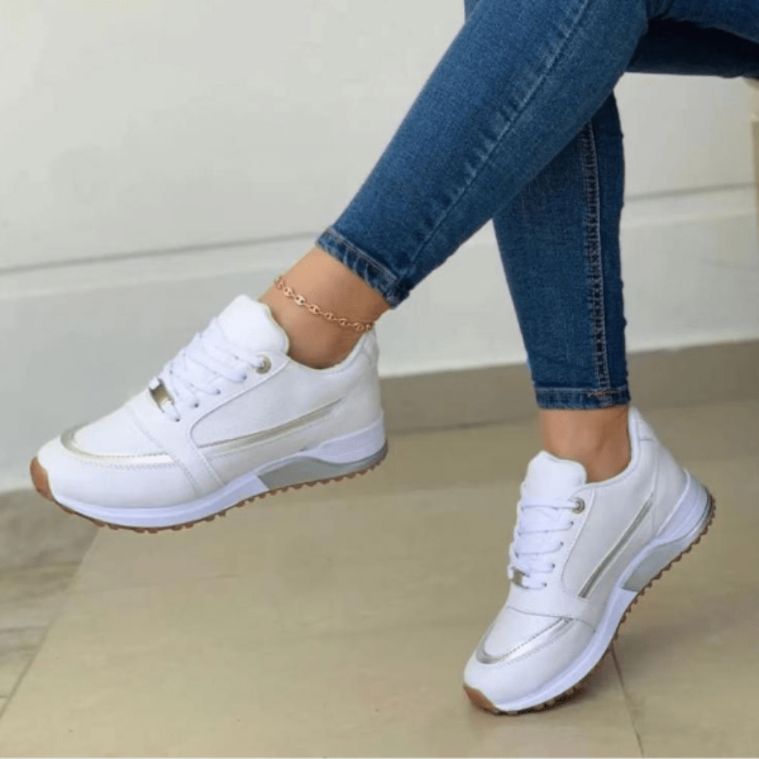 Comfortable Women's Sneakers with Laces and Thick Sole