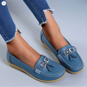 Comfort Slip-Ons with Tassel Detail and Low Wedge Heel