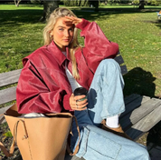 Zara - Oversized red leather jacket