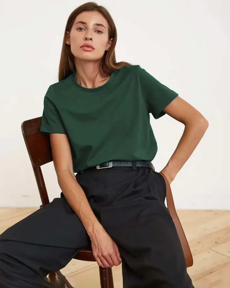 Casual Women's T-Shirt with Timeless Design and Round Neck