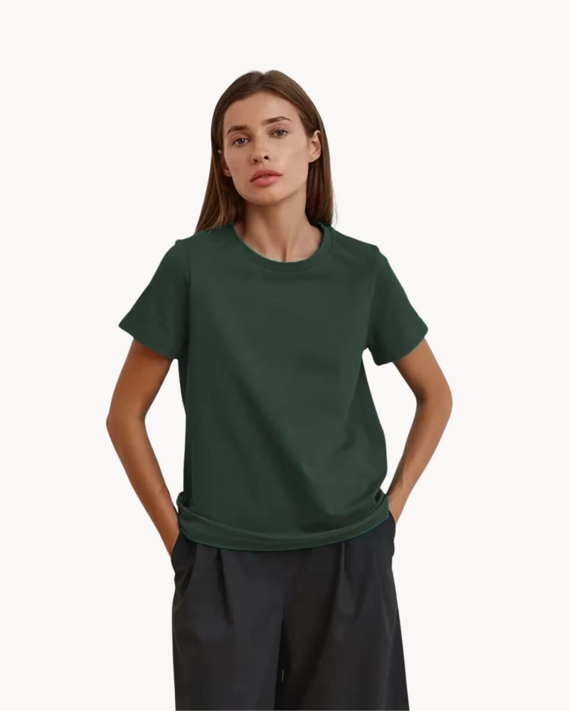 Casual Women's T-Shirt with Timeless Design and Round Neck