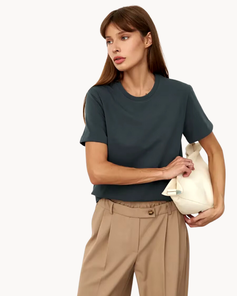 Casual Women's T-Shirt with Timeless Design and Round Neck
