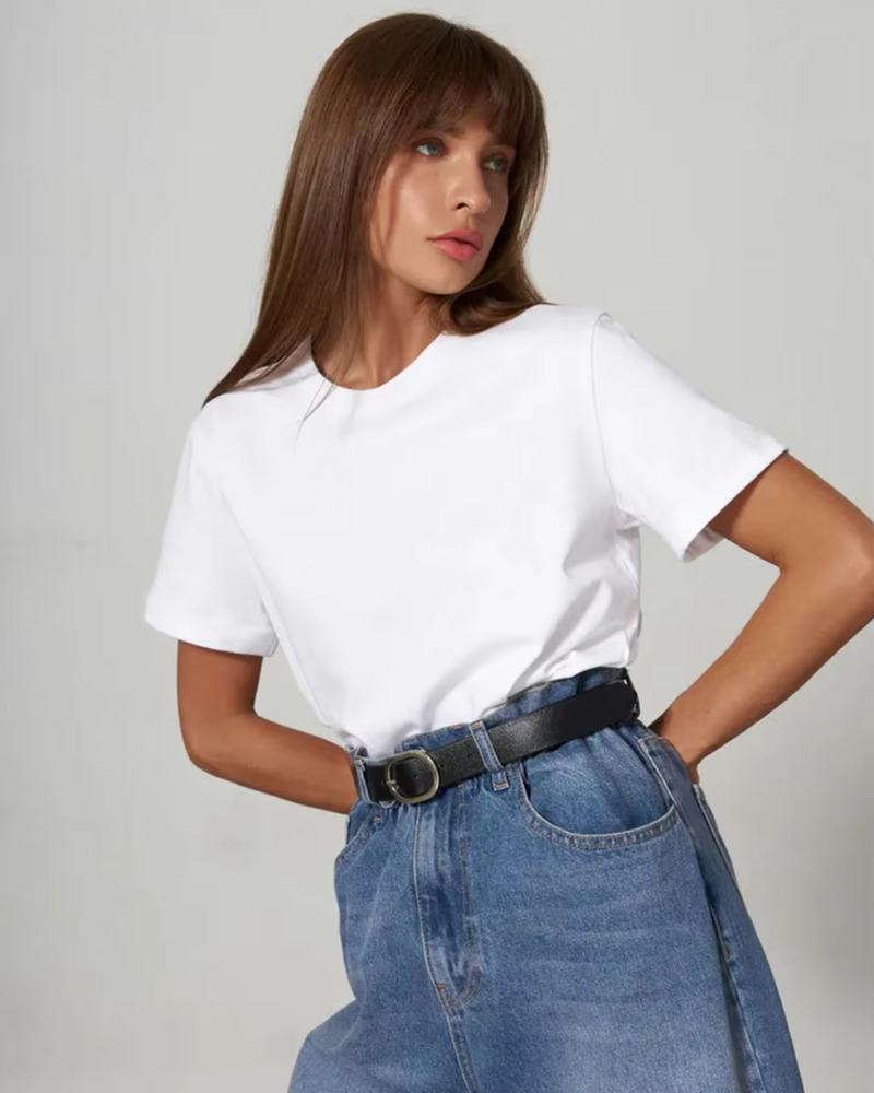 Casual Women's T-Shirt with Timeless Design and Round Neck
