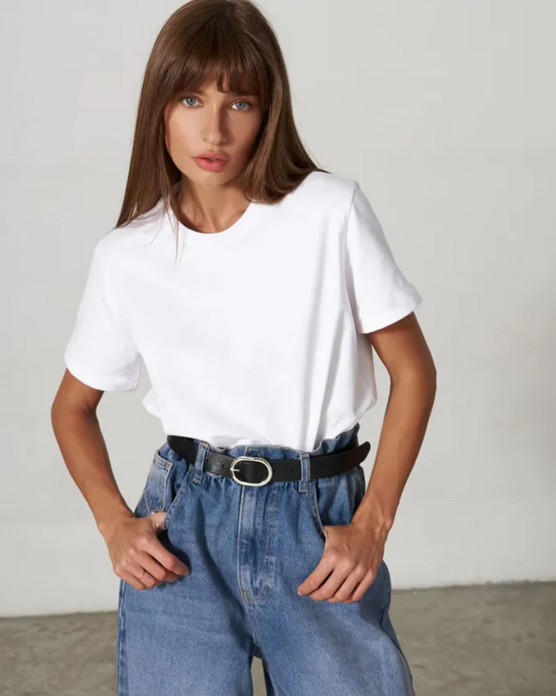 Casual Women's T-Shirt with Timeless Design and Round Neck